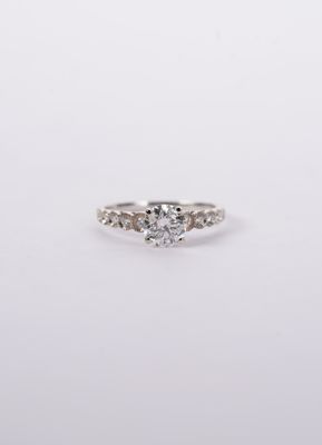 RTTX- 14KW 1.6g 1.19ctw (1.04ctr) J/I2 Round Diamond Engagement Ring (size 6.5)