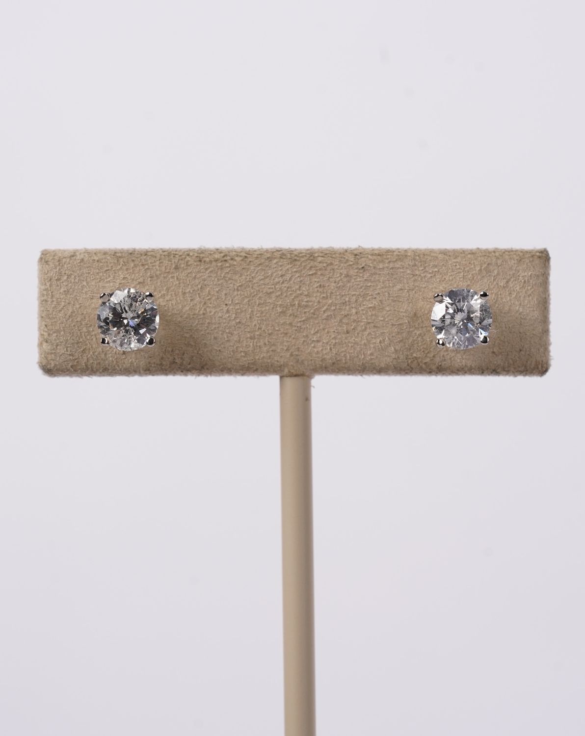 RETX- 14KW 1.0g 1.42ctw H-I/I2 Round Diamond Solitaire Earrings