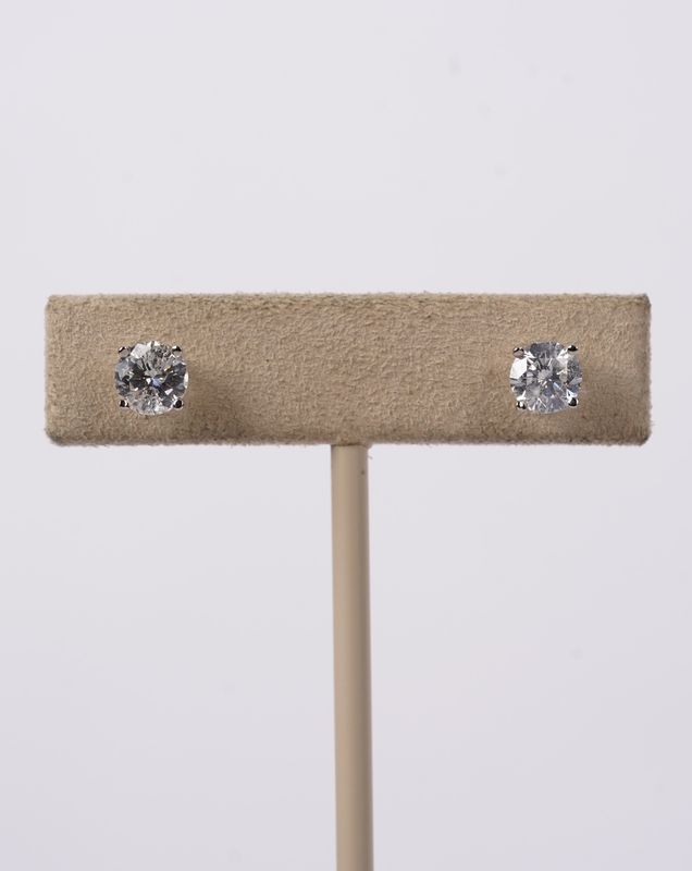 RETX- 14KW 1.0g 1.42ctw H-I/I2 Round Diamond Solitaire Earrings