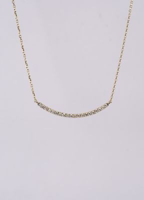 NIEX- 14KY 1.53g .15ctw Diamond Curved Bar Necklace 16-18&quot;