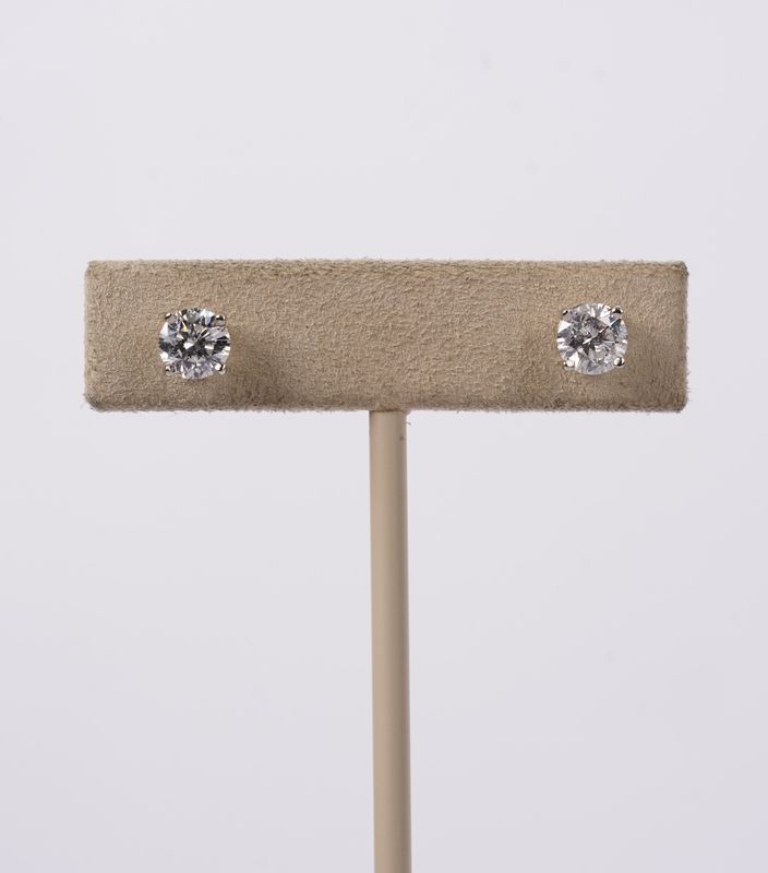 RETX- 14KW 1.2g 1.42ctw I-J/I1-I2 Round Diamond Solitaire Earrings