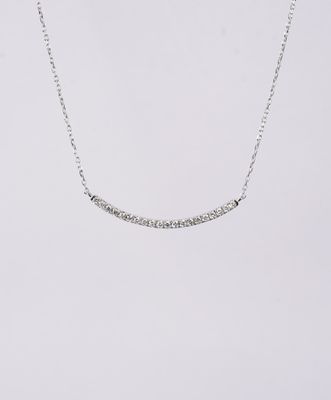 NIEX- 14KW 1.41g .15ctw Diamond Curved Bar Necklace 16-18&quot;