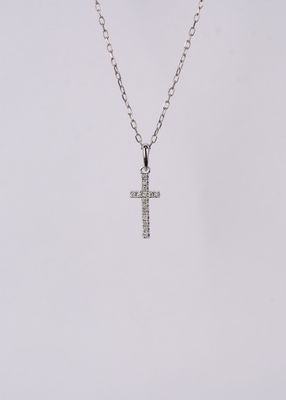 VBI- 14KW 1.19g .07ctw Diamond Petite Cross Necklace 18&quot;