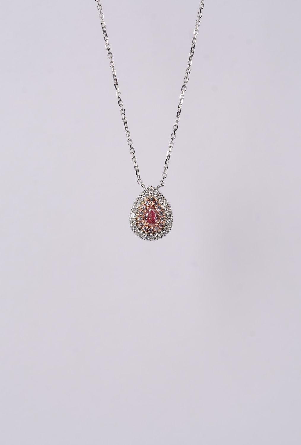 DRAX- 18KW 1.57g .33ctw Diamond &amp; Sapphire Halo Pendant 16-18&quot;