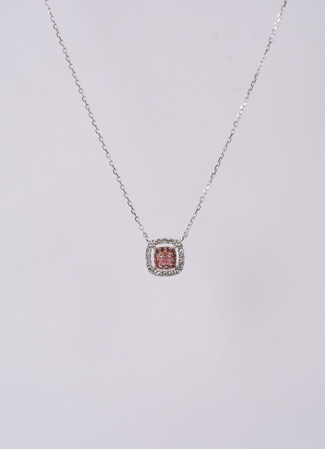 DIDX- 18KW 1.30g .23ctw Diamond &amp; Sapphire Halo Necklace 16-18&quot;