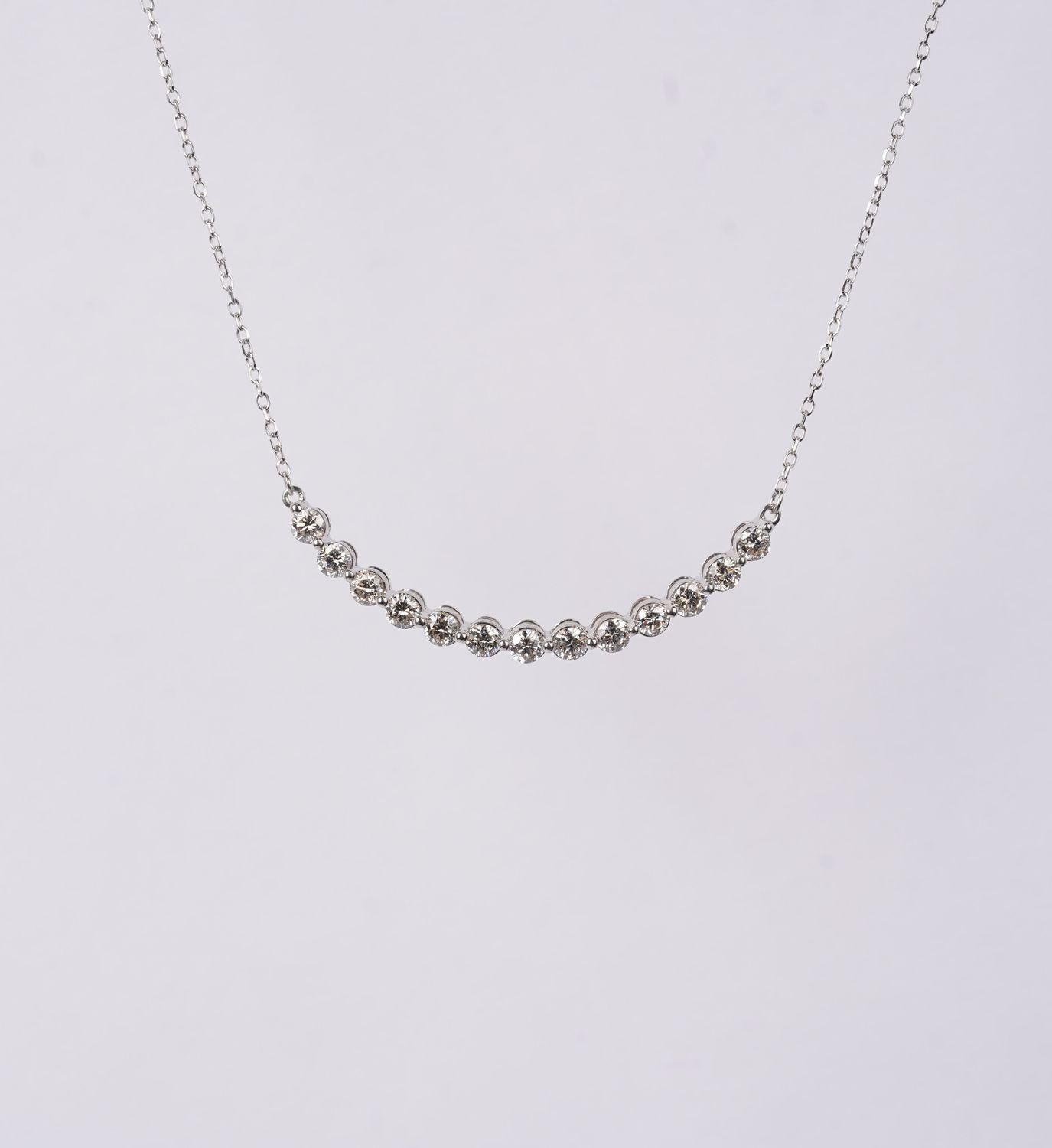 AETX- 14KW 2.05g .33ctw Diamond Curved Bar Necklace 16-18&quot;
