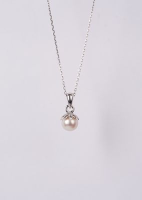 ATX- Sterling Silver 7.5mm Freshwater Pearl Necklace 16-18&quot;