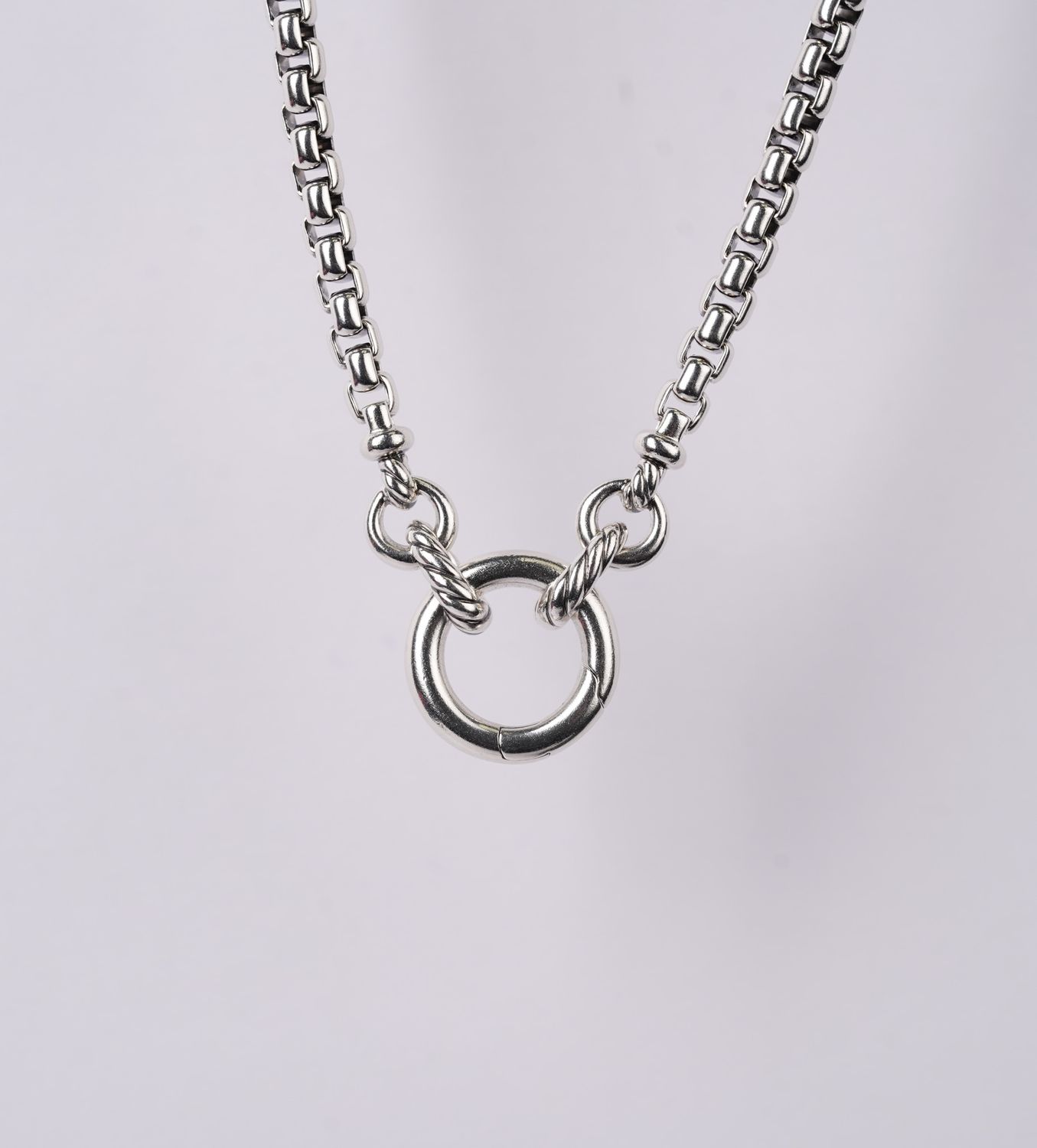 ETX- Sterling Silver David Yurman Smooth Amulet Vehicle Box Chain Necklace 18&quot;