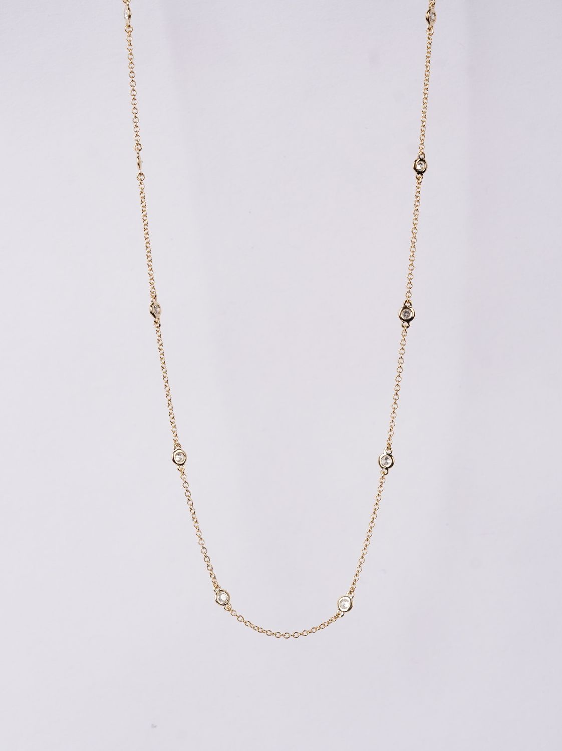 ELTX- 14KY 2.30g .65ctw Diamond By The Yard Necklace 16-18&quot;