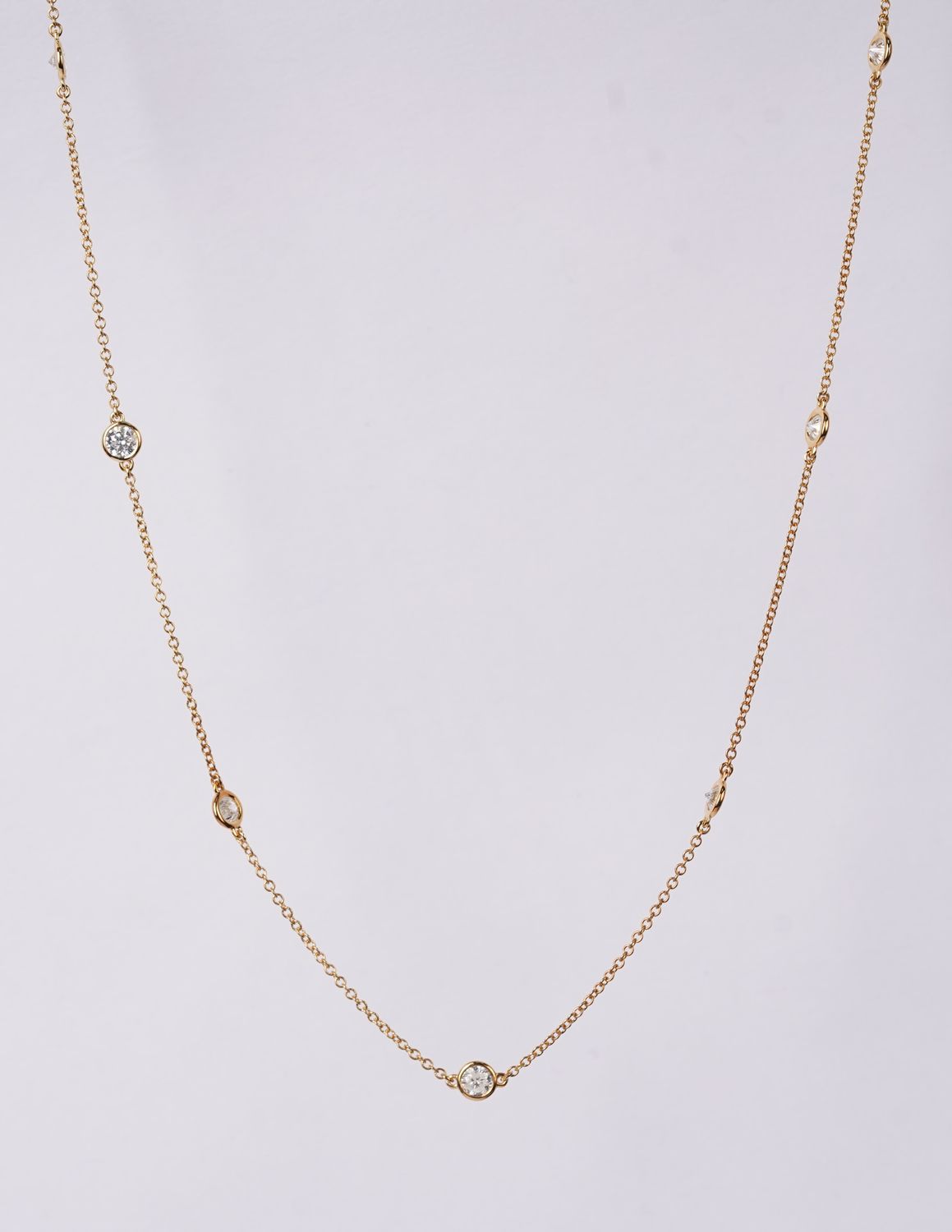 LLTX- 14KY 3.10g 1.00ctw Diamond By The Yard Necklace 16-18&quot;
