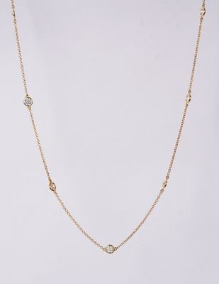 LLTX- 14KY 3.10g 1.00ctw Diamond By The Yard Necklace 16-18&quot;