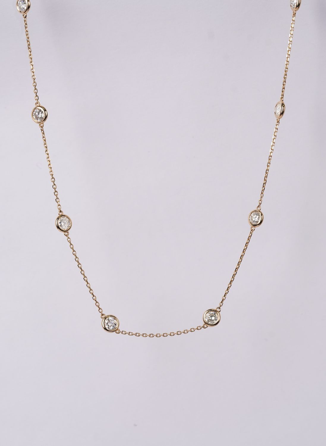 VELT- 14KY 4.84g 2.15ctw Diamond By The Yard Necklace 18&quot;