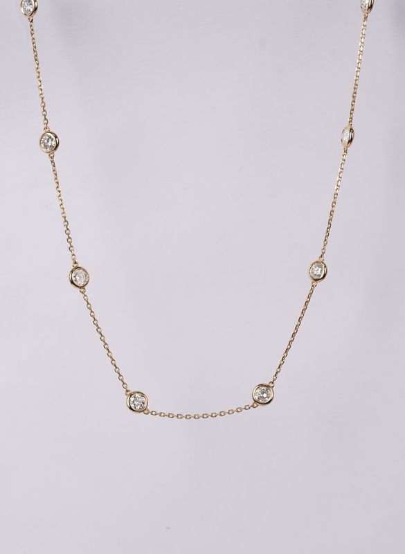 VELT- 14KY 4.84g 2.15ctw Diamond By The Yard Necklace 18&quot;