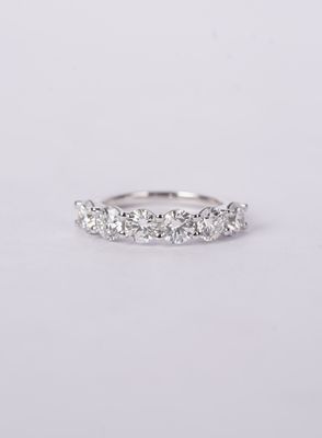 NDTT- 14KW 3.68g 2.04ctw E/VVS1 GIA Round Diamond Stackable Band (size 6)