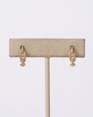 DTT- 18KY 2.77g Diamond Stax Chain Link Huggie Hoop Earrings