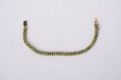 EETX- 14KY 7.12g 3.00ctw Emerald Estate Bracelet 7&quot;