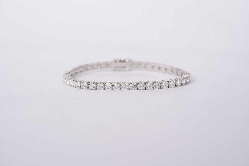 BBET- 14KW 13.23g 10.03ctw G-H/VS2-SI1 Round Diamond Tennis Bracelet 7&quot;