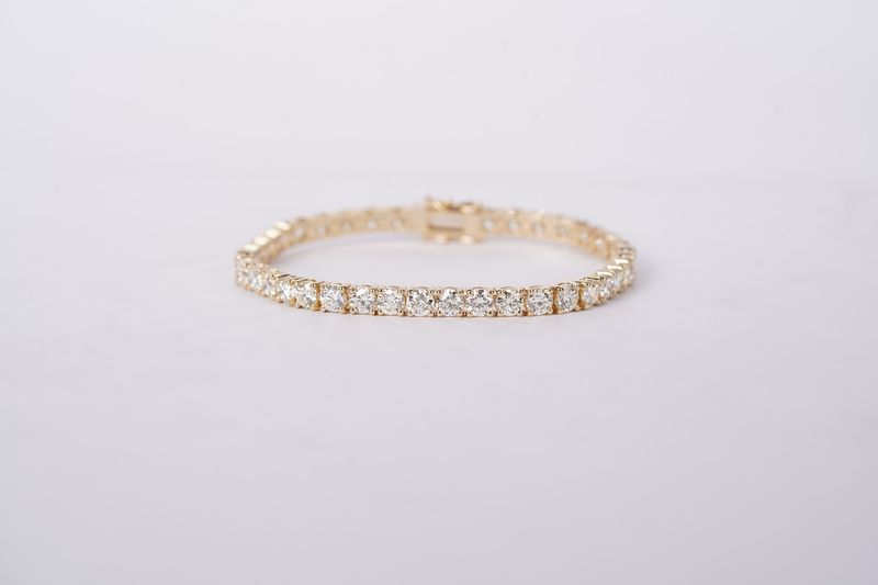 IITT- 14KY 13.43mm 11.38ctw G-H/VS2-SI1 Round Diamond Tennis Bracelet 7&quot;