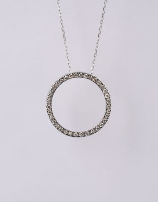 NET- 14KW 3.48g .50ctw Diamond Circle Pendant 18&quot;
