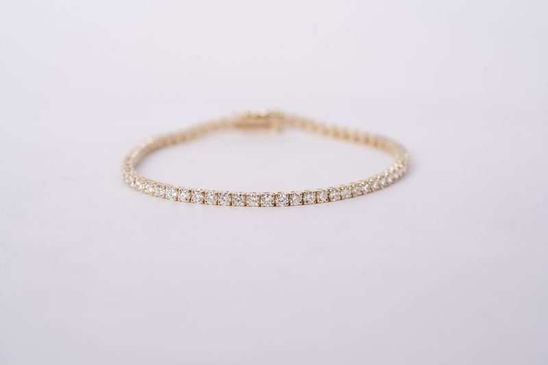 NEET- 14KY 7.76g 4.25ctw G-H/SI1-SI2 Round Diamond Tennis Bracelet 7"