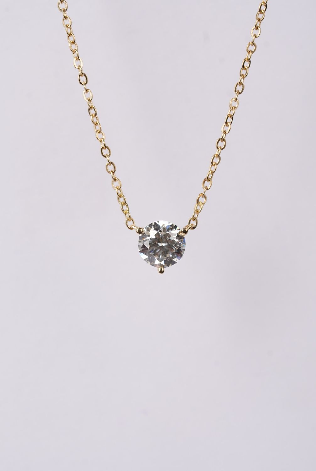 NBET- 18KY 4.13g 1.54ctw (1.32ctr) I/SI1 Round Diamond Solitaire Necklace W/Diamond Clasp 16-18&quot;