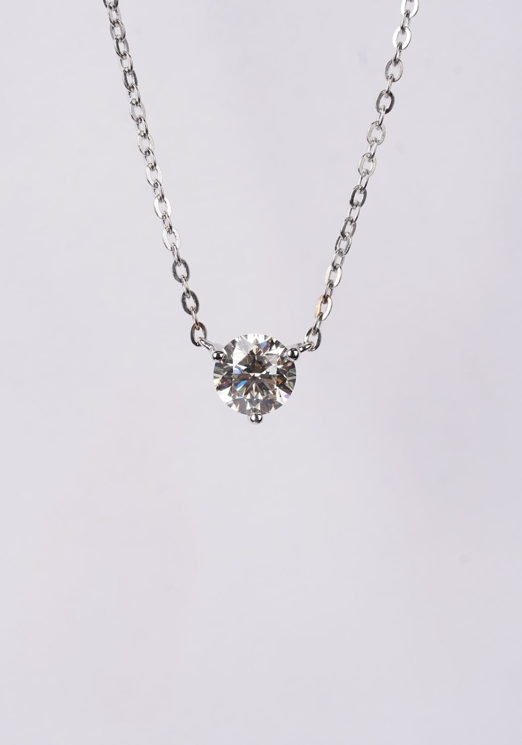 NATT- 18KW 4.09g 1.22ctw (1.00ctr) J/SI1 Round Diamond Solitaire Necklace W/Diamond Clasp 16-18&quot;