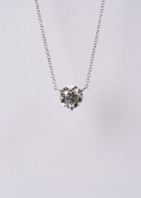 BAET- 18KW 3.50g 2.22ctw (2.02ctr) J/SI2 Round Diamond Solitaire Necklace W/Diamond Clasp 16-18&quot;