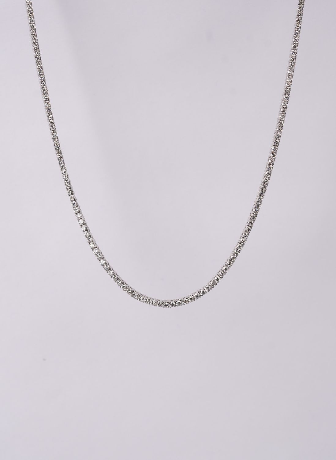 DBET- 14KW 13.00g 5.15ctw G-H/SI1-SI2 Round Diamond Tennis Necklace 16&quot;