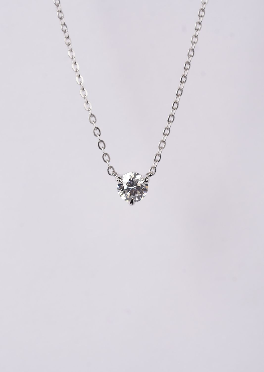 AAET- 18KW 4.00g .94ctw (.74ctr) I/VS2 Round Diamond Solitaire Necklace W/Diamond Clasp 16-18&quot;