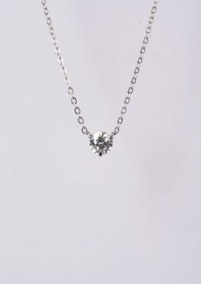 AAET- 18KW 4.00g .94ctw (.74ctr) I/VS2 Round Diamond Solitaire Necklace W/Diamond Clasp 16-18&quot;