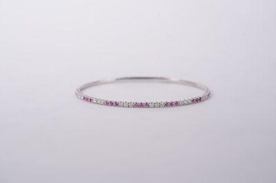 LETX- 14KW 5.62g .55ctw Sapphire &amp; .50ctw Diamond Flex Bangle