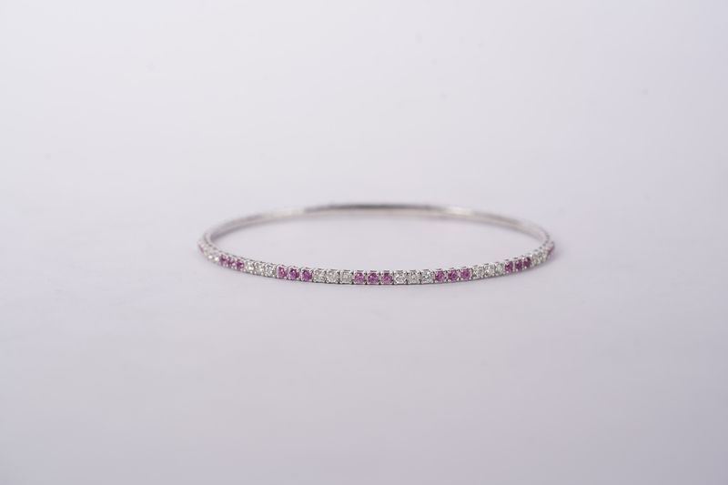 LETX- 14KW 5.62g .55ctw Sapphire &amp; .50ctw Diamond Flex Bangle
