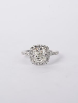 VRLIT- Platinum 6.63g 3.30ctw (2.56ctr) H/SI1 GIA Cushion Diamond Halo Engagement Ring (size 6.5) VRLIT- Platinum 6.63g 3.30ctw (2.56ctr) H/SI1 GIA Cushion Diamond Halo Engagement Ring (size 6.5)