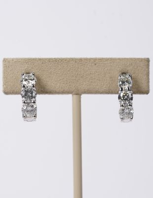 NNTT- 14KW 6.62g 3.00ctw Diamond Huggie Hoop Earrings