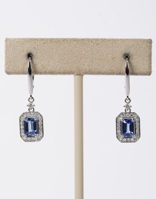 ITTX- 14KW 2.96g 1.46ctw (1.20ctrs) Sapphire &amp;. Diamond Dangle Earrings