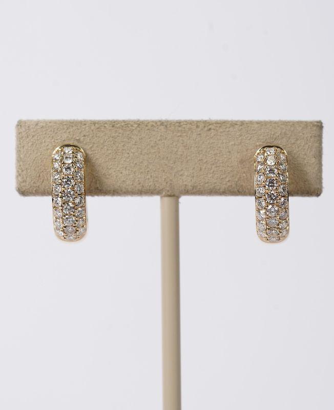 VATT- 14KY 5.00g 1.12ctw Pave Diamond Huggie Hoop Earrings