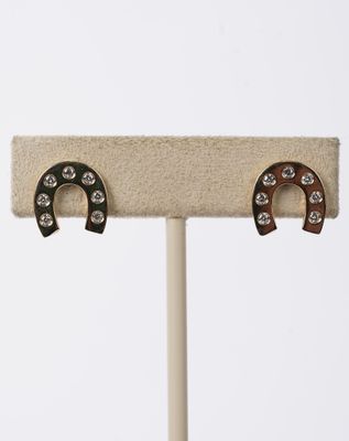 DETX- 14KY 2.85g .24ctw Diamond Horseshoe Stud Earrings