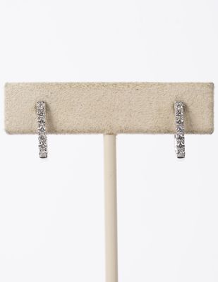 DTTX- 14KW 2.47g .25ctw Diamond Rectangle Hoop Earrings