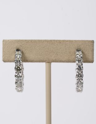 NBTT- 14KW 8.63g 4.11ctw I-J/VS2-SI1 Round Diamond Hoop Earrings