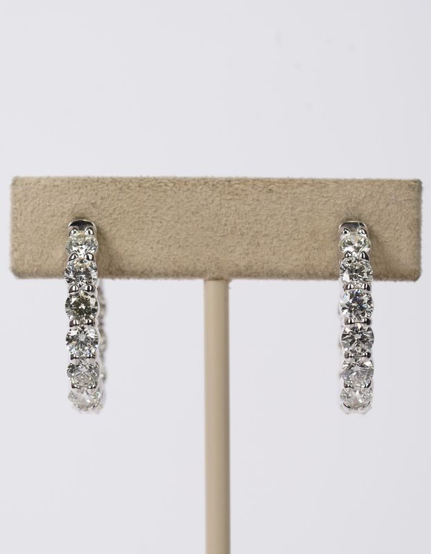 NBTT- 14KW 8.63g 4.11ctw I-J/VS2-SI1 Round Diamond Hoop Earrings