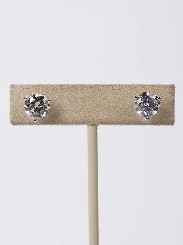 IVTT- 14KW 3.09ctw J/VS2-SI1 Round Diamond Stud Earrings