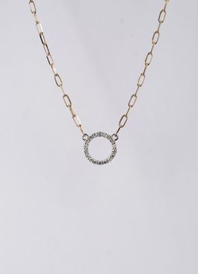 ETTX- 14KY 3.58g .20ctw Diamond Circle Necklace 18&quot;