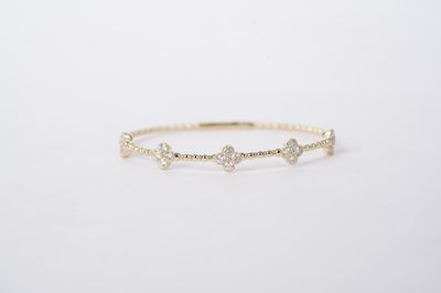 VRET- 14KY 8.24g 1.60ctw Diamond Alhambra Flex Bangle