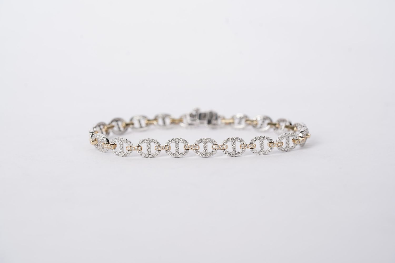 ABTT- 14KWY 10.13g 1.79ctw Diamond Fashion Link Bracelet 7&quot;