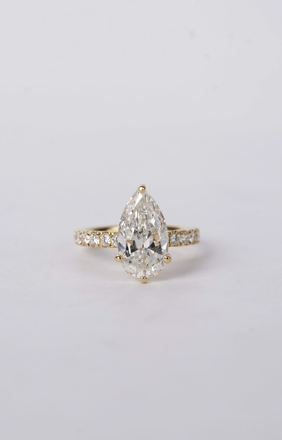 ADVAD- 14KY 4.80g 4.27ctw (3.65ctr) E/SI2 Pear Cut Diamond Engagement Ring (size 6.5)