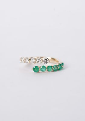 VTBT- 14KY 3.70g 1.39ctw Emerald & Diamond Bypass Ring (size 7.5) VTBT- 14KY 3.70g 1.39ctw Emerald & Diamond Bypass Ring (size 7.5)