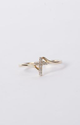NTTX- 14KY 1.61g .06ctw Diamond Cross Ring (size 7.5)