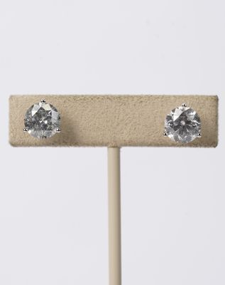 VETPT- 14KW 4.58ctw F-G/I1-I2 Round Diamond Stud Earrings