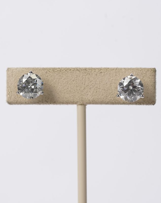 VETPT- 14KW 4.58ctw F-G/I1-I2 Round Diamond Stud Earrings