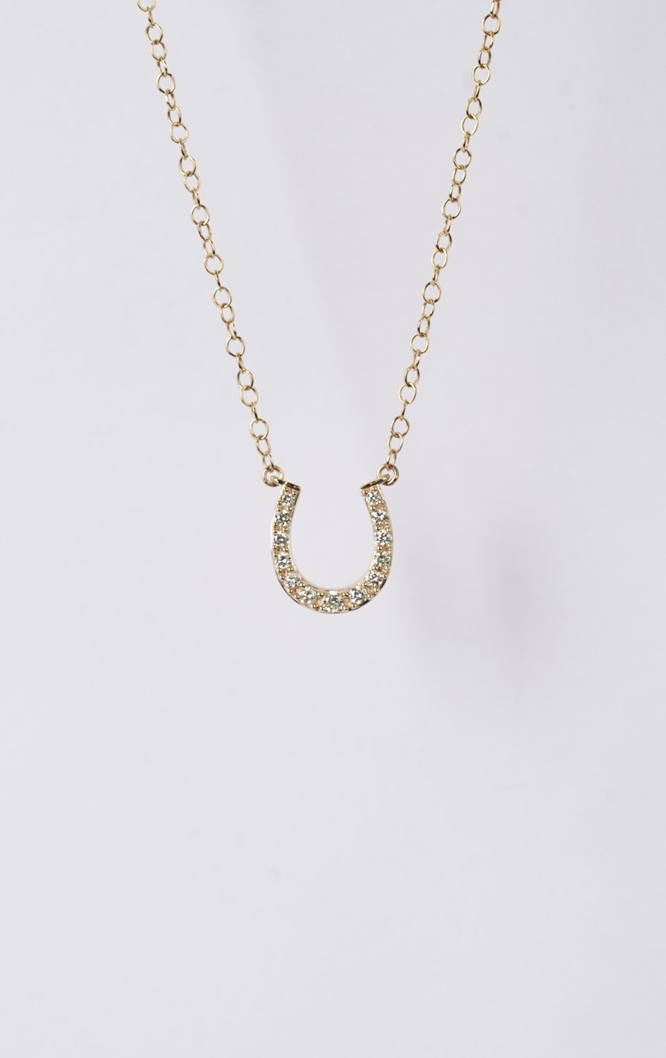 ANE- 10KY 1.49g .10ctw Diamond Horseshoe Necklace 16&quot;